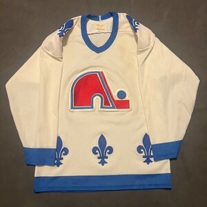 Vintage 90s CCM Quebec Nordiques Hockey Jersey‎ White Blue Men's Small